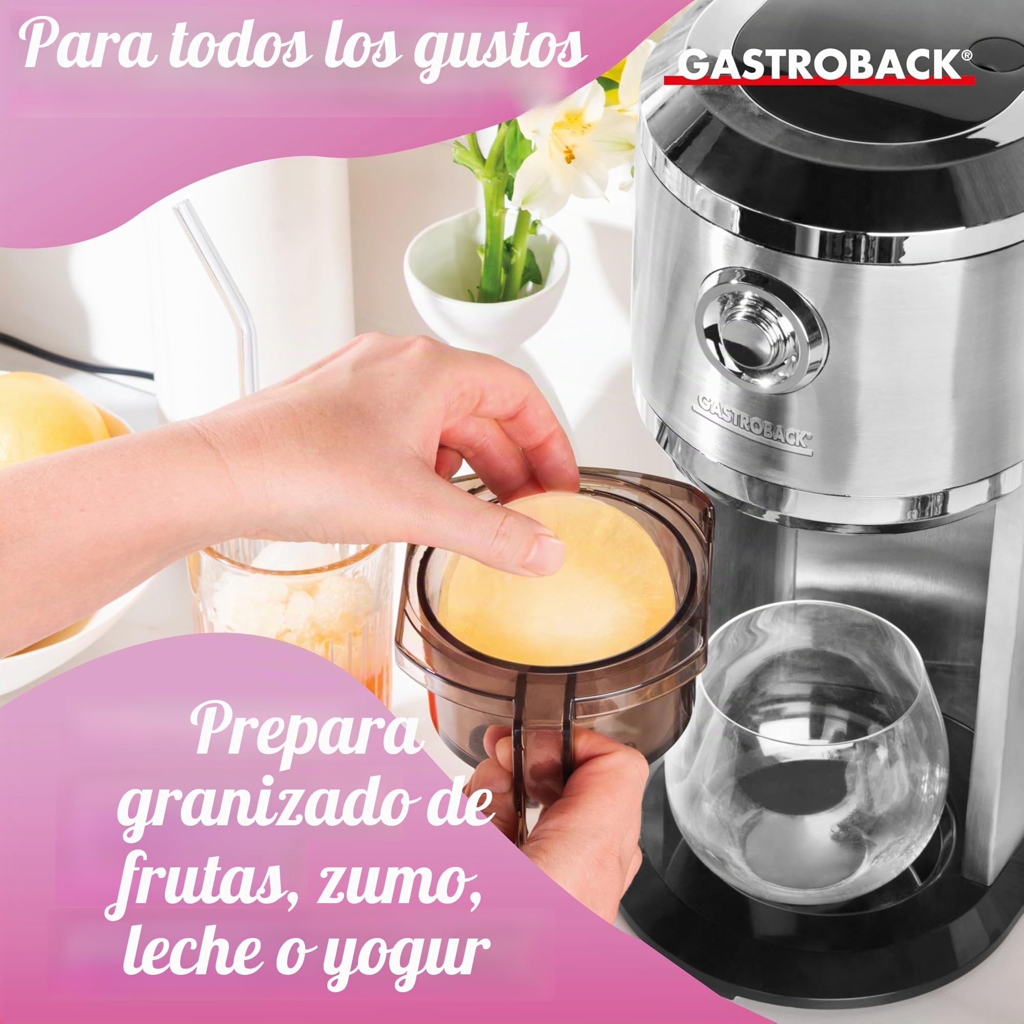 GASTROBACK Máquina para hacer granizados para el hogar, máquina para hacer granizados para cócteles congelados, conos de nieve, granizados, granitos y hielo triturado/Shaved Ice - Grosor de escofina