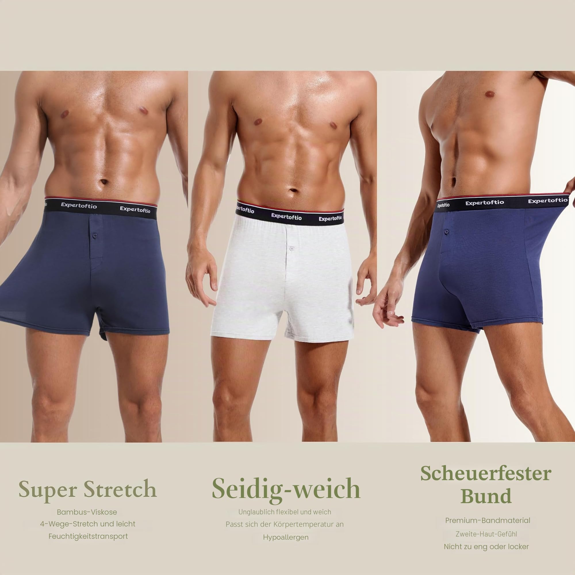 Weich Lockere Boxershorts Herren aus Bambus Viskose für Männer Unterhosen Klassische Boxers mit Weitem Schnitt