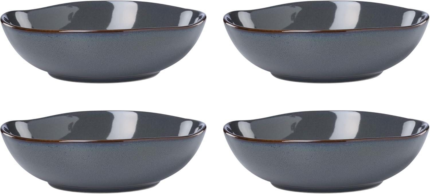 Oneida Dinnerware Set, Organic Shades Gray Pasta Bowls, Set of 4, Service For 4, Dishwasher and Microwave Safe, Stoneware Material, Salad Bowl, Pasta Bowl, Home, Kitchen and Dining (Gray, 4 Pieces)