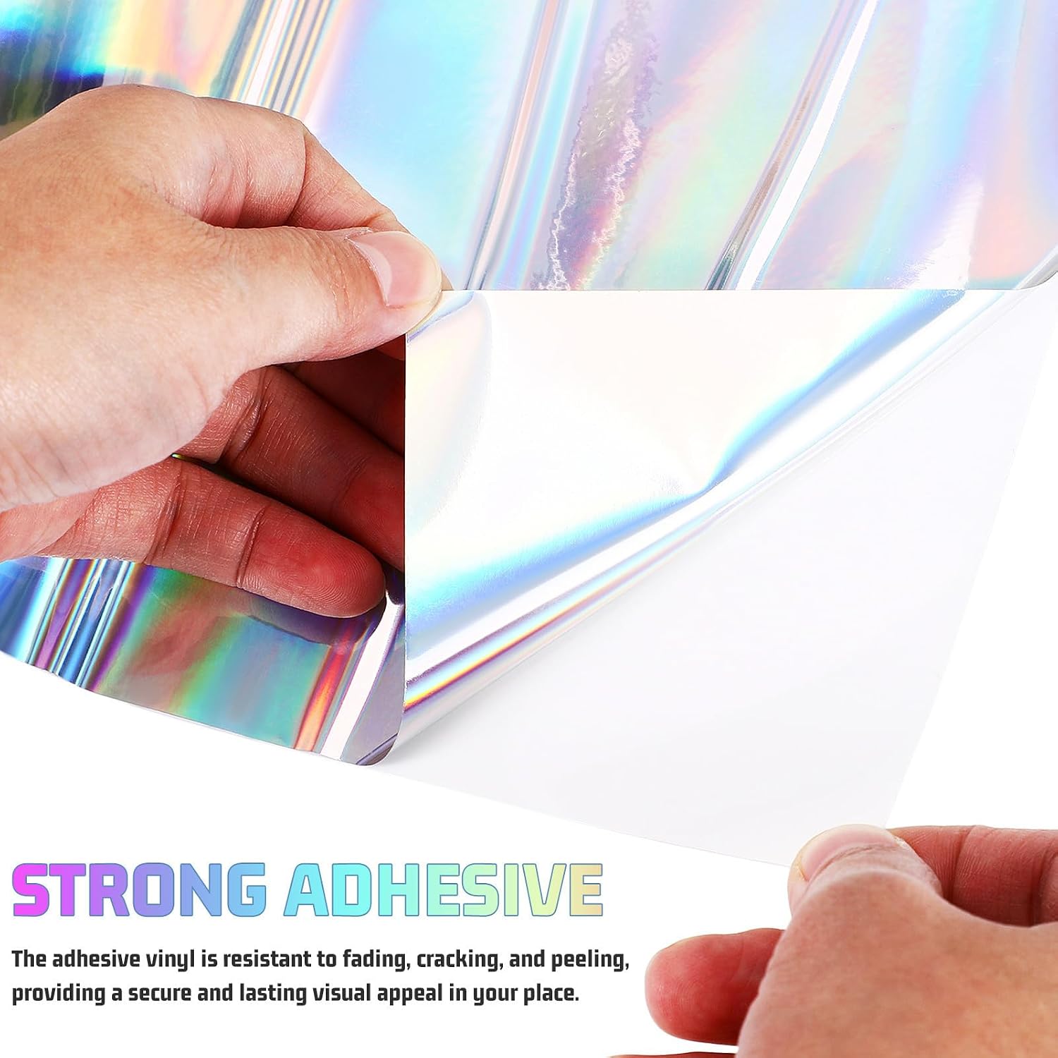 Holographic Permanent Vinyl Roll, 3 Meter Adhesive Film for Window Decor