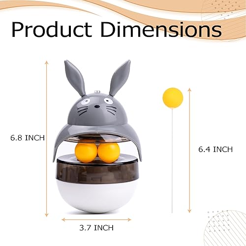 Miniatura 6 de Juguete rompecabezas para gatos, dispensador de comida para mascotas con equilibrio automático, estimulante del cerebro, alimentador lento, juguetes