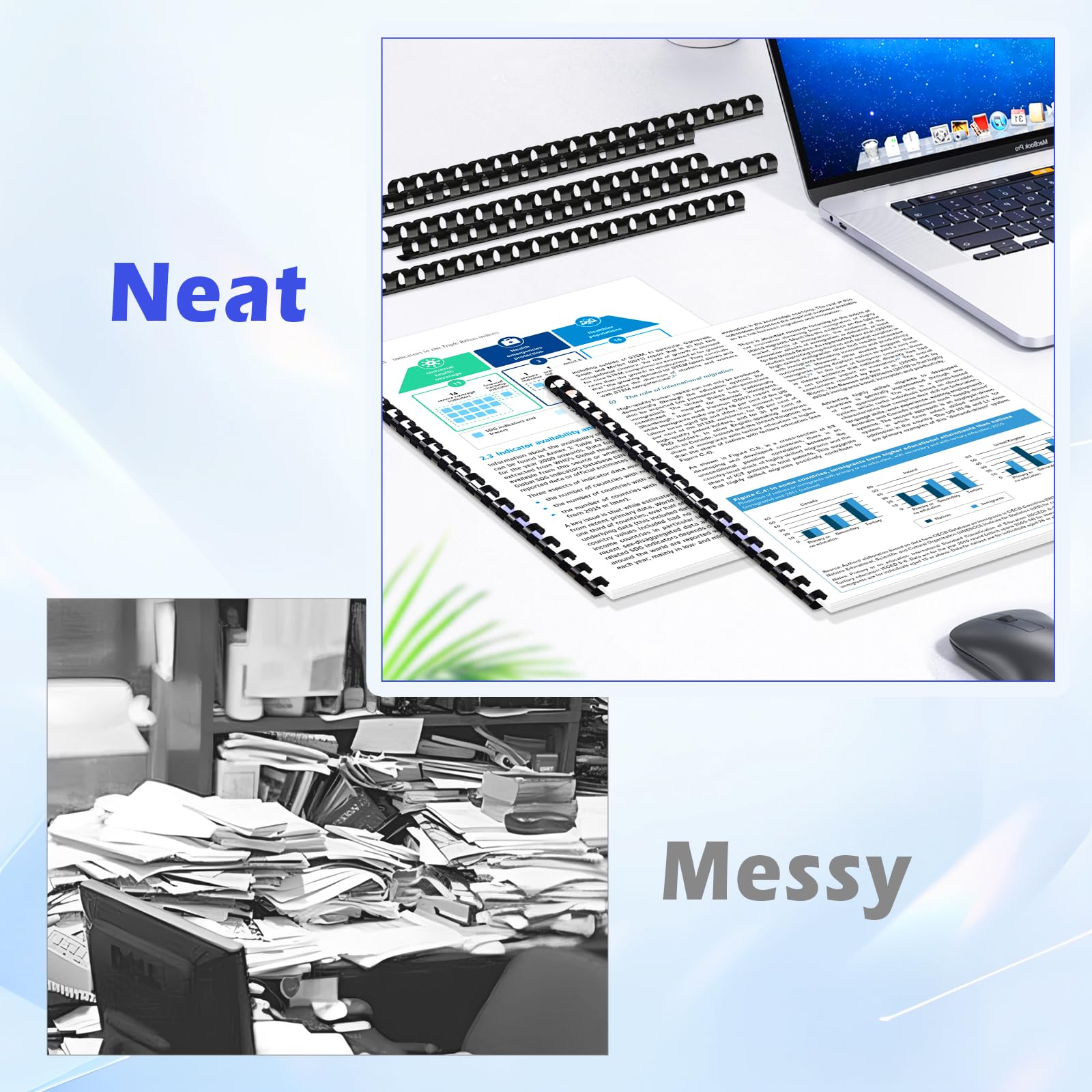 Totiyea 100 Pack 19 Ring Binding Combs Multi Sizes 3 | Desertcart