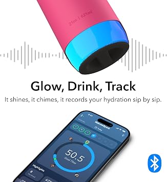 HidrateSpark PRO 2 21 oz Bundle – Smart Hydration Bottle with Clinically Accurate Water Tracking & Extended Batter Life - Syncs with Apple Health, Fitbit, Smart Rings & Watches - Flamingo