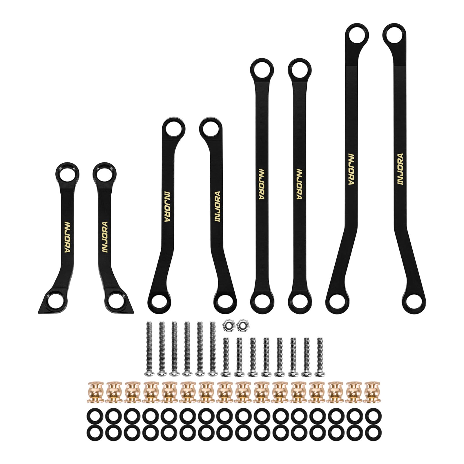 INJORA Collegamenti del telaio in ottone ad alta distanza con rivestimento nero per 1/18 Redcat Ascent-18 APEX