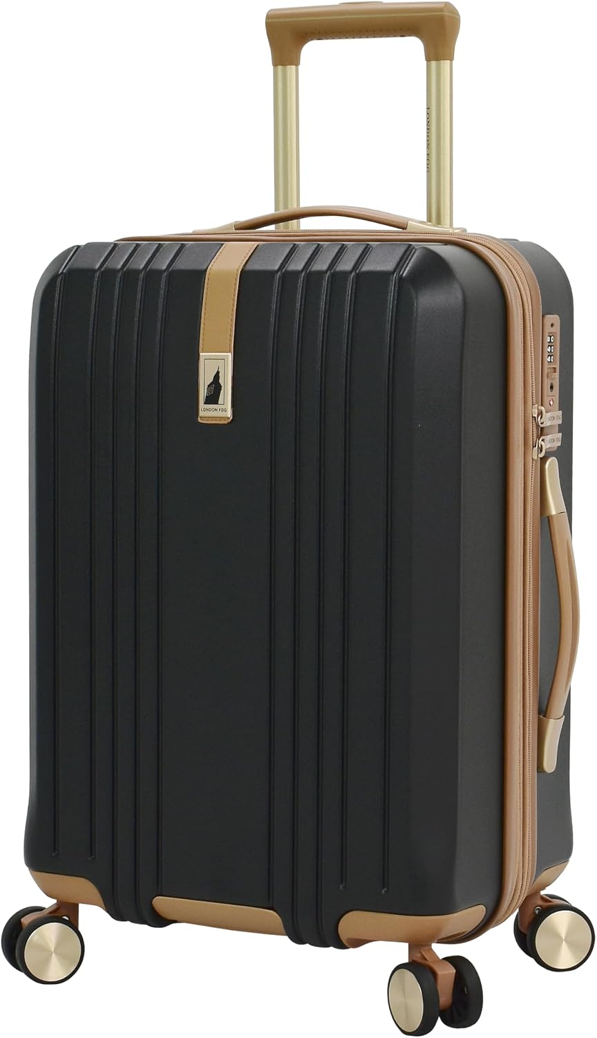 London Fog Southbridge 20 Inch Carry On Expandable Spinner HS, Black