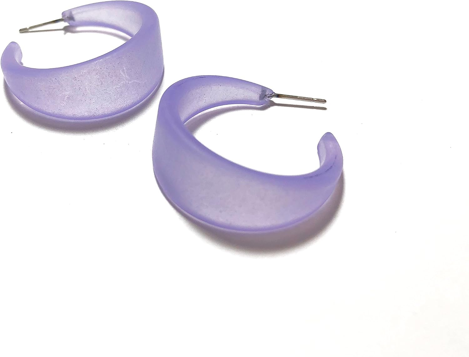 Periwinkle Blue Lucite Large Marilyn Hoop Earrings - MARL-BL-4