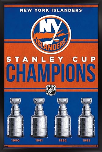 Trends International NHL New York Islanders - Póster de pared Champions 23, 14.72 x 22.37 pulgadas, versión enmarcada en negro