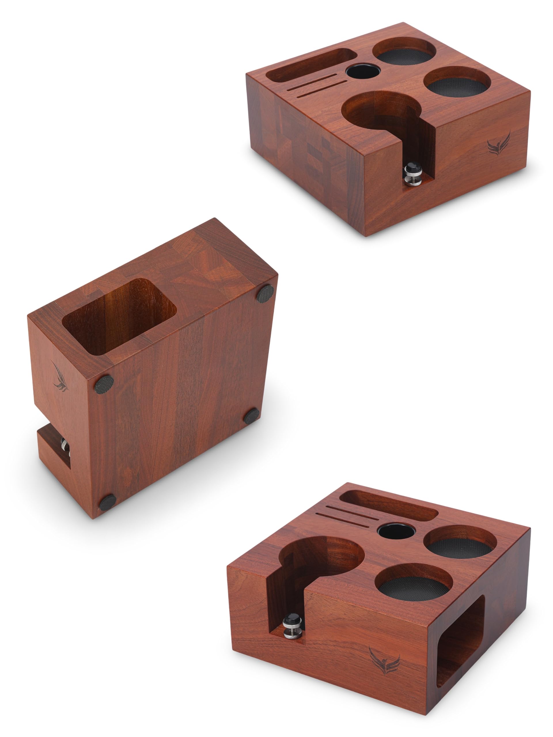 Tamping Station Coffee 54mm y 51mm Palisandro – Estación Café | 8 huecos con forro de silicona extraíble, soporte de portafiltro, 4 pies antideslizantes, Sage Barista Express, Pro, Touch