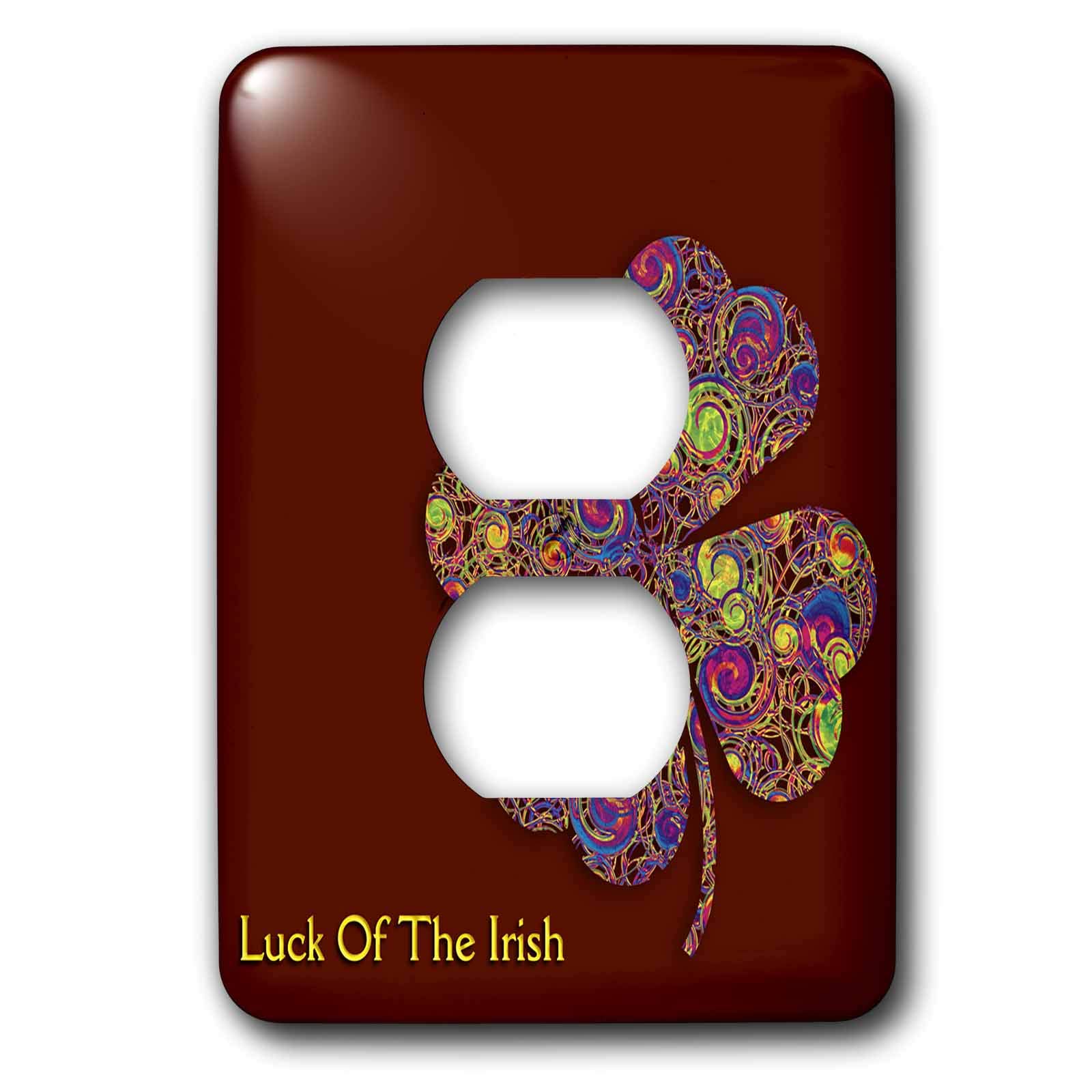 Plaque double prise luck of the irish au motif trèfle chic rouge bordeaux