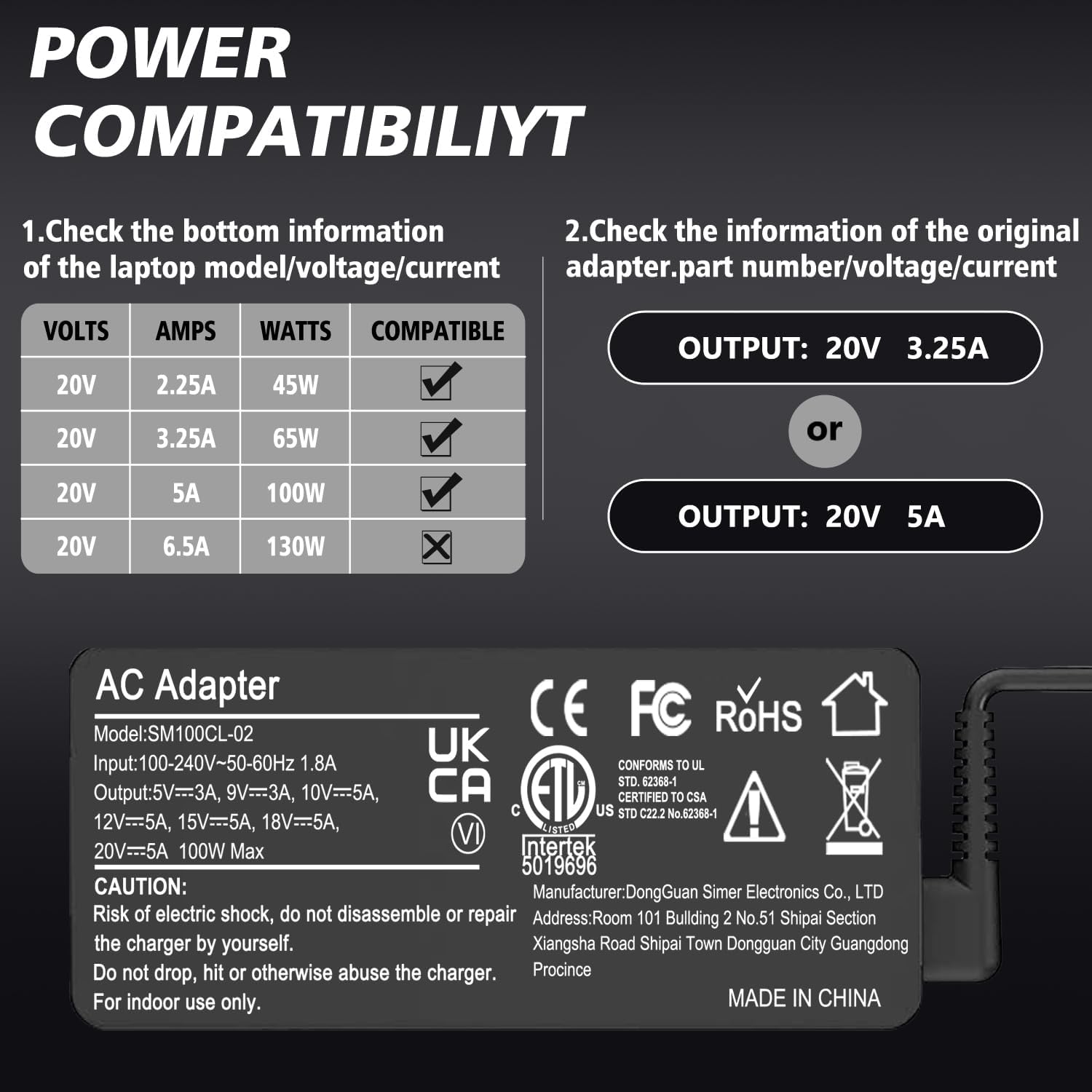 USB C Laptop Charger,100W USB C Charger Fast Charging Replacement for Lenovo ThinkPad Laptop Charger,Compatible with Dell,Len OVO Asus,Acer and All Type C Device