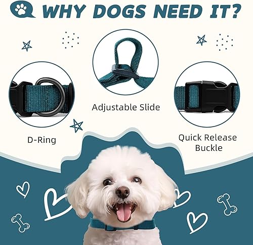 Miniatura 7 de Pawhuggies Collar de perro de tela de bambú natural suave collar ajustable para mascotas con hebilla de liberación rápida duradero transpirable y