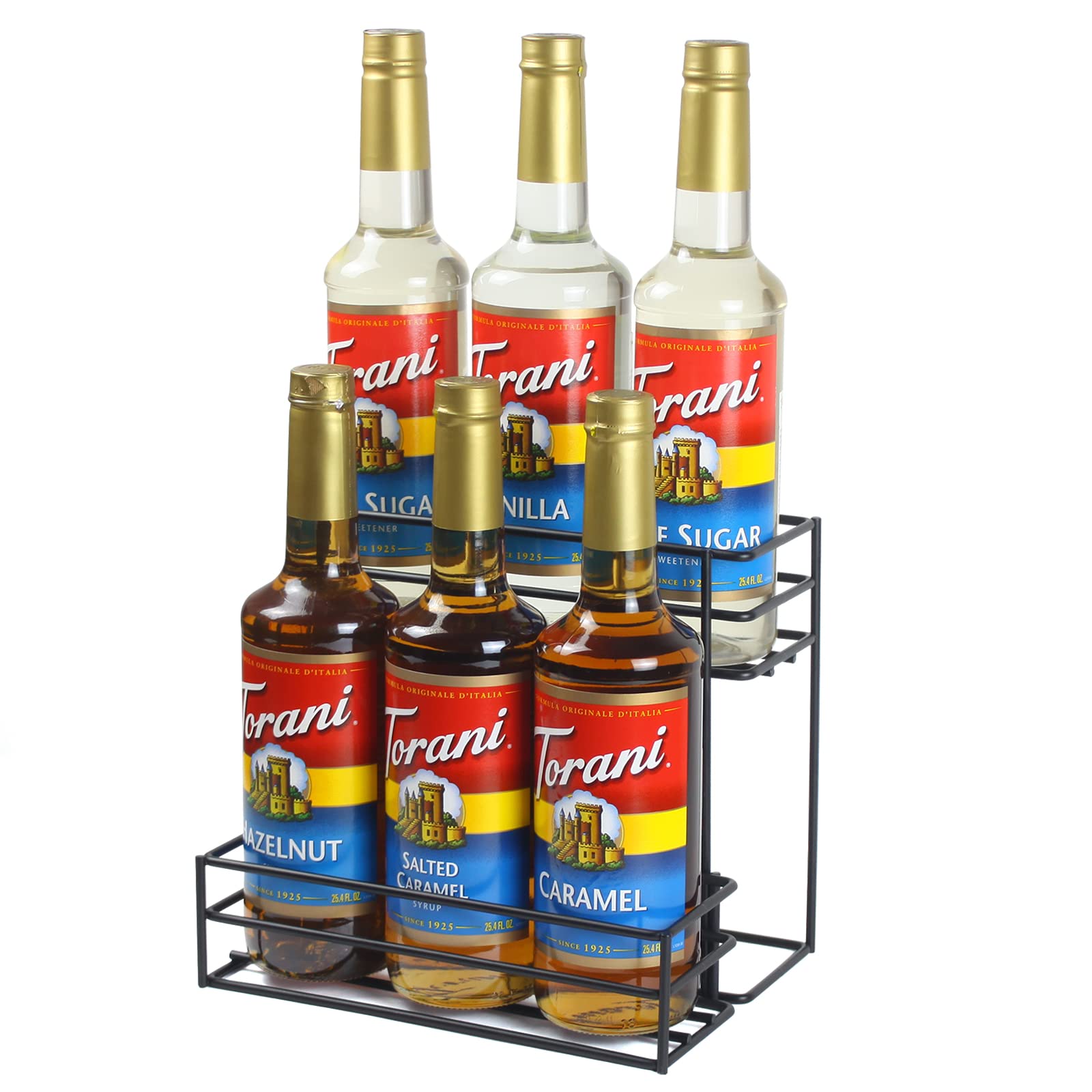 MCSAPIL Coffee Syrup Organizer(6 Bottle Capacity),Coffee Syrup Rack for Coffee Bar,Kitchen.Small Wine Rack for Bar,Family,Storage for Syrup, Wine, Dressing
