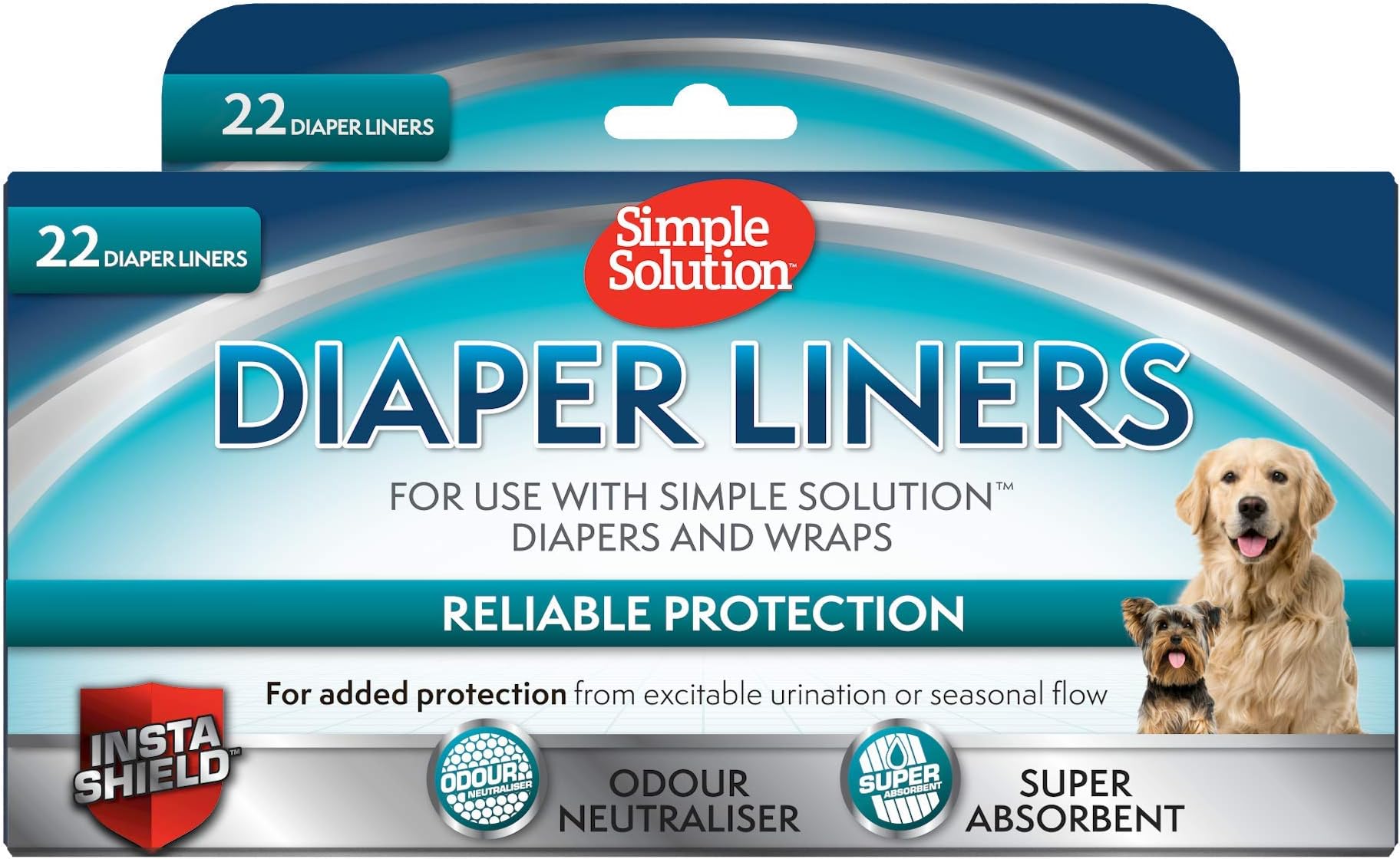 Simple Solution Disposable Female Dog Diaper Liners, Ultra Absorbency, 22 pack