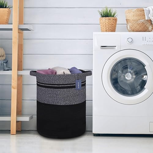Miniatura 6 de COMSE Cesta extra grande para mantas cesta de almacenamiento alto cesta de lavandería con asas 157 x 217 pulgadas cesta de cuerda de algodón cesta