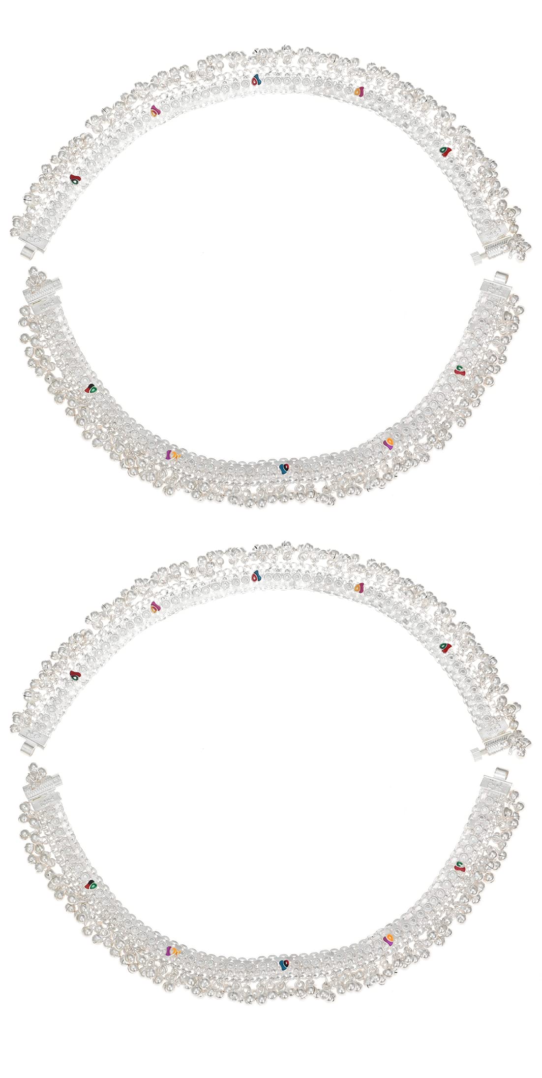 AanyaCentric Pack of 2 Pair Indian Traditional Ethnic White Metal Anklet Pair Silver Bracelet For Women (B08DRLGGVB) Amazon Price History, Amazon Price Tracker
