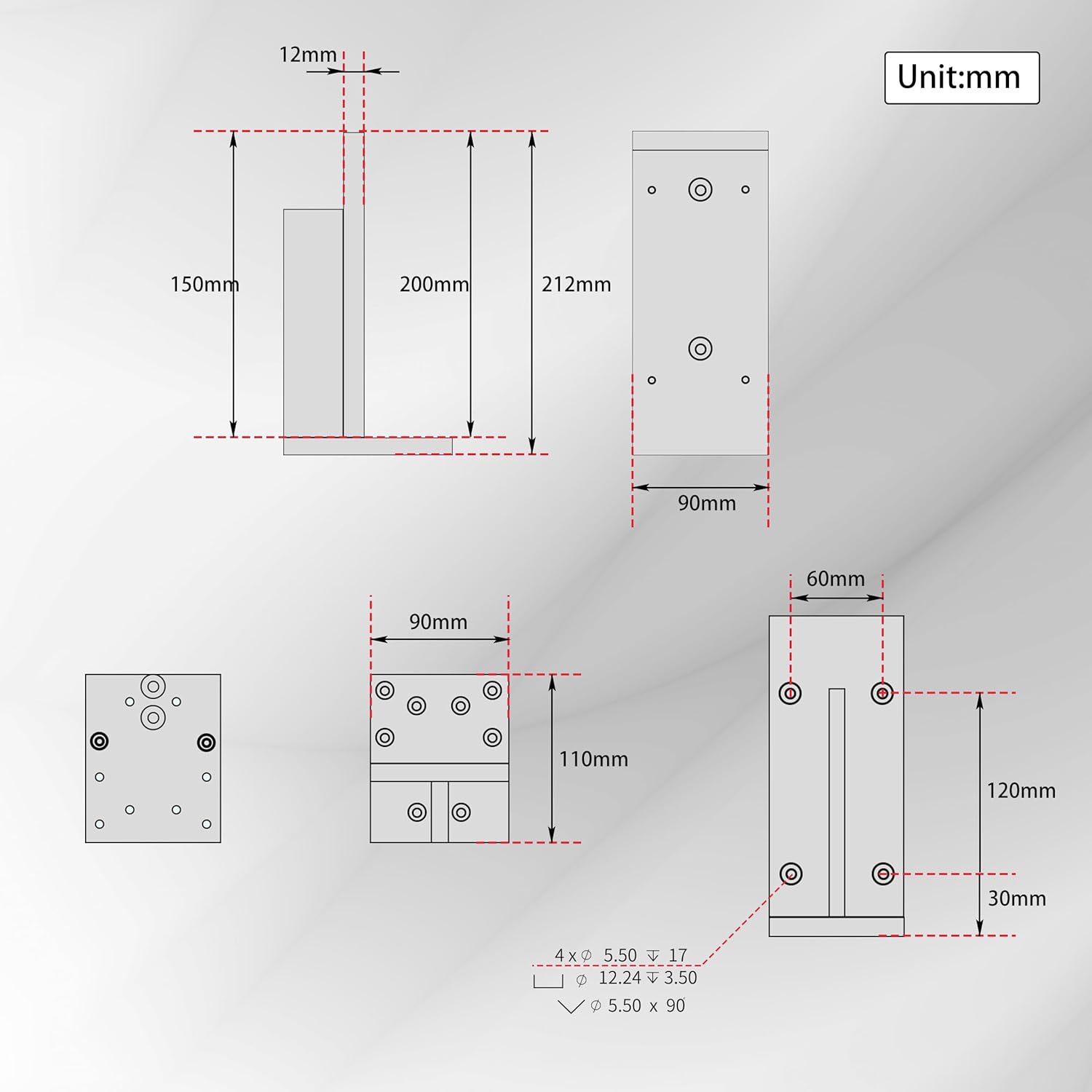 RATTMMOTOR ZBX80-B Slide Vertical Seat CNC Linear Stage Motion Actuator Connection Module Platform Connector Board Compatible for ZBX80 Serial Linear Stage Motion Actuator
