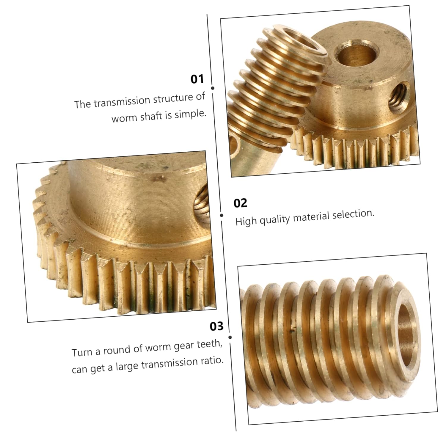 KICHOUSE 6pcs Copper Worm Wheel Gear Teeth Worm Gear Shaft Hole Industrial Parts for Simple Transmission and Compact Design Easy to Install and Portable
