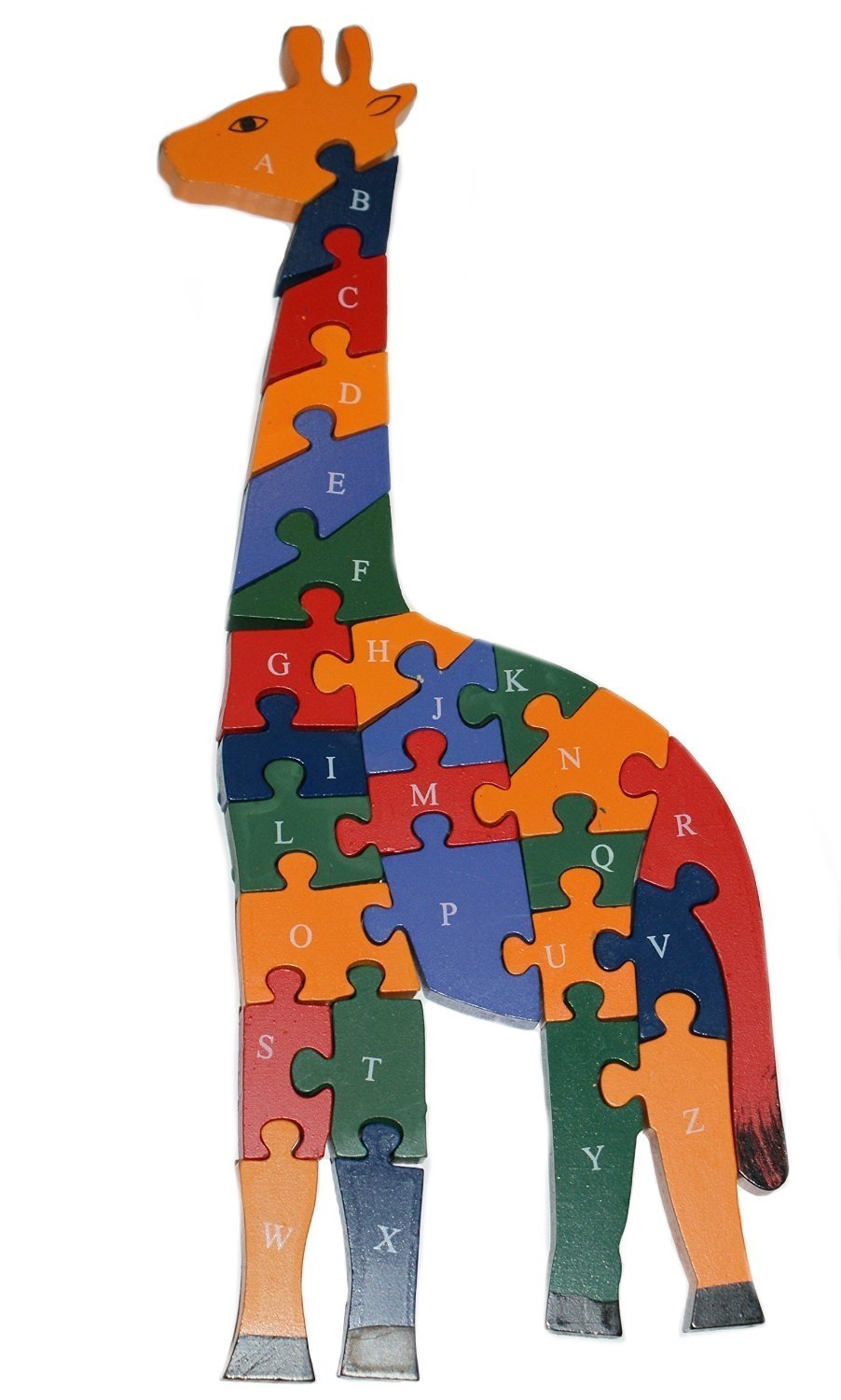 3D Wooden Puzzle Giraffe Colorful Jigsaw Number and Alphabet 26 Letters For Kids Learning Educational Toys