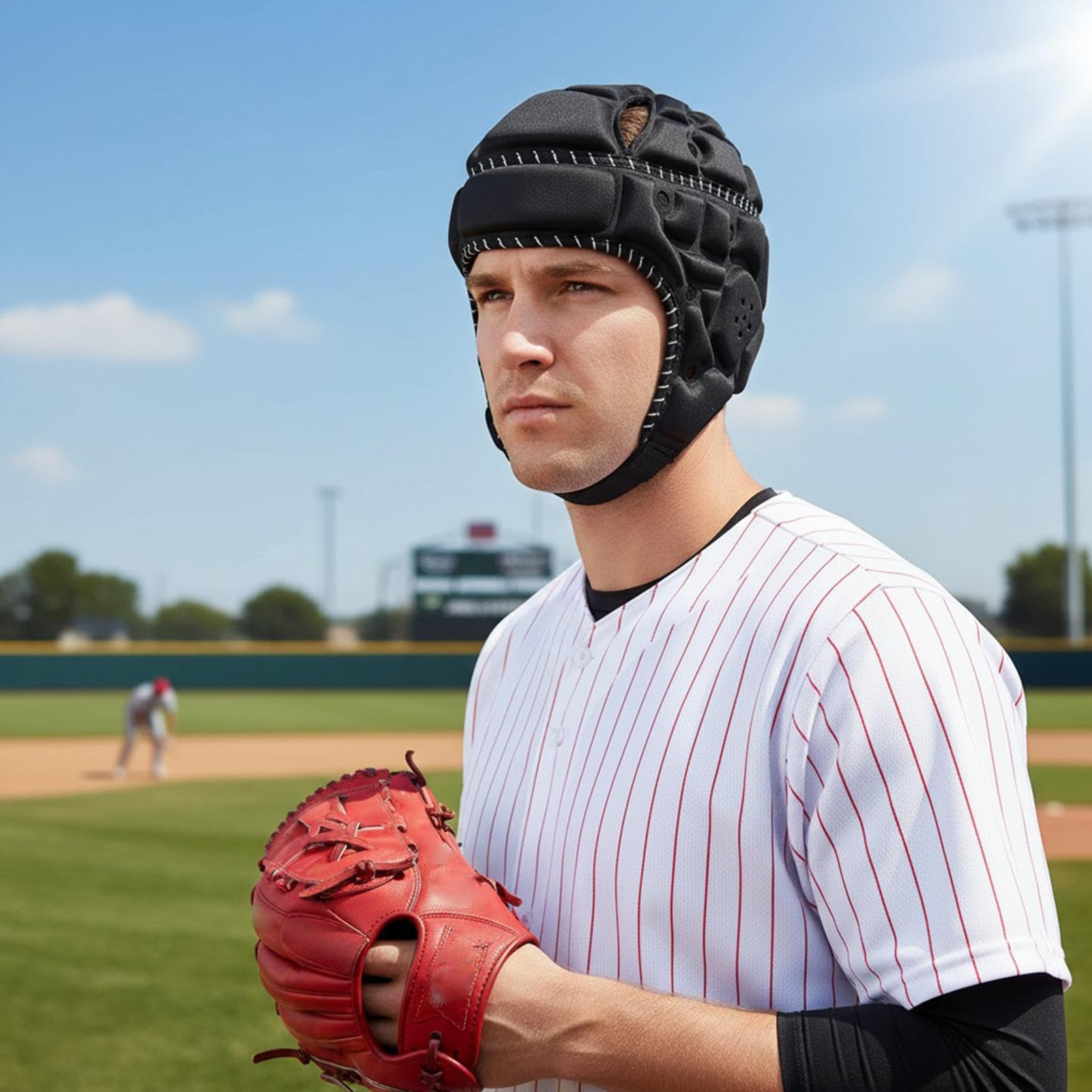 Casco da football, riflettente imbottito morbido regolabile, copricapo protettivo da calcio, vestibilità leggera e confortevole, opposizione effetto robusto, migliore attrezzatura sportiva di sicurezz