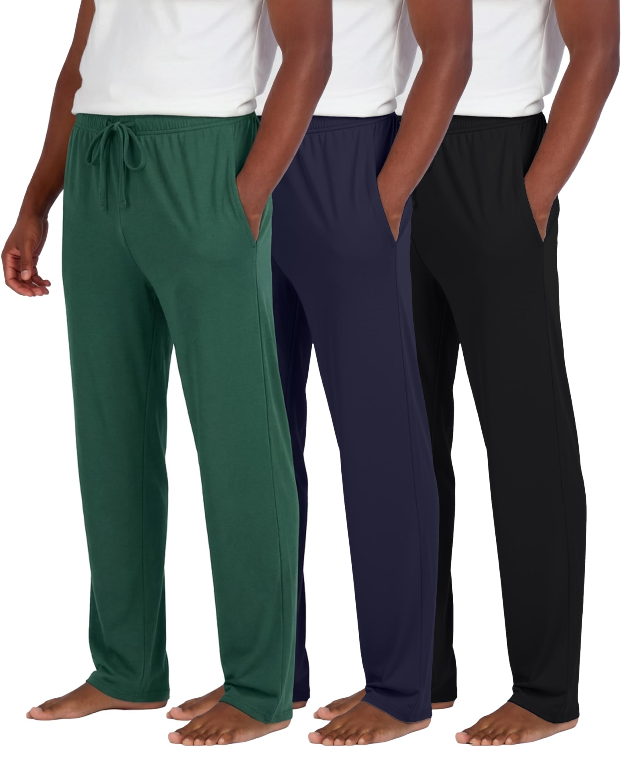 3 Pack: Men's Soft Pajama Lounge Pants with Drawstring & Pockets - 4-Way Stretch & Wicking-Big & Tall (S-5XL), Set 7, X-Large-image-2