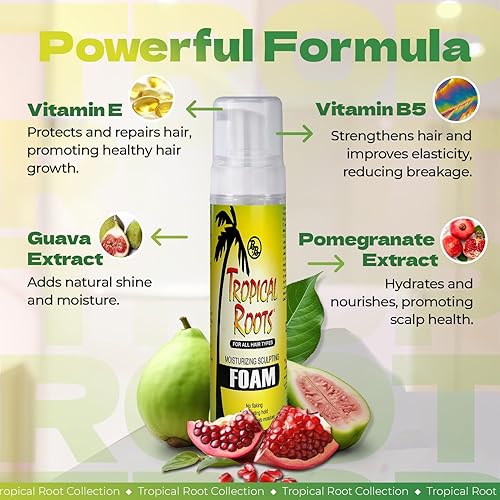 Miniatura 4 de Bronner Bros Tropical Roots - Espuma hidratante para esculpir – Con vitamina E y B5, extractos de guayaba y granada – Hidratante, nutritiva,