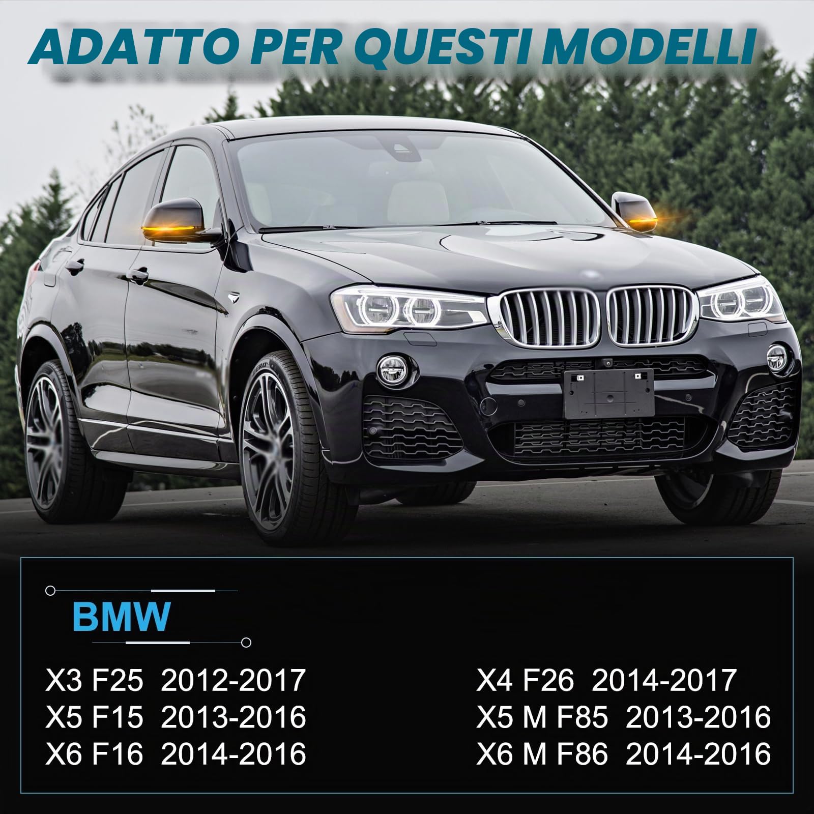 POPMOTORZ LED Indicatori di Direzione Specchietto Retrovisore, Frecce LED Specchietto con Canbus Senza Errori 2835 SMD per BMW X3 F25 X4 F26 X5 F15 X5 M F85 X6 F16 X6 M F86, 2 Pezzi