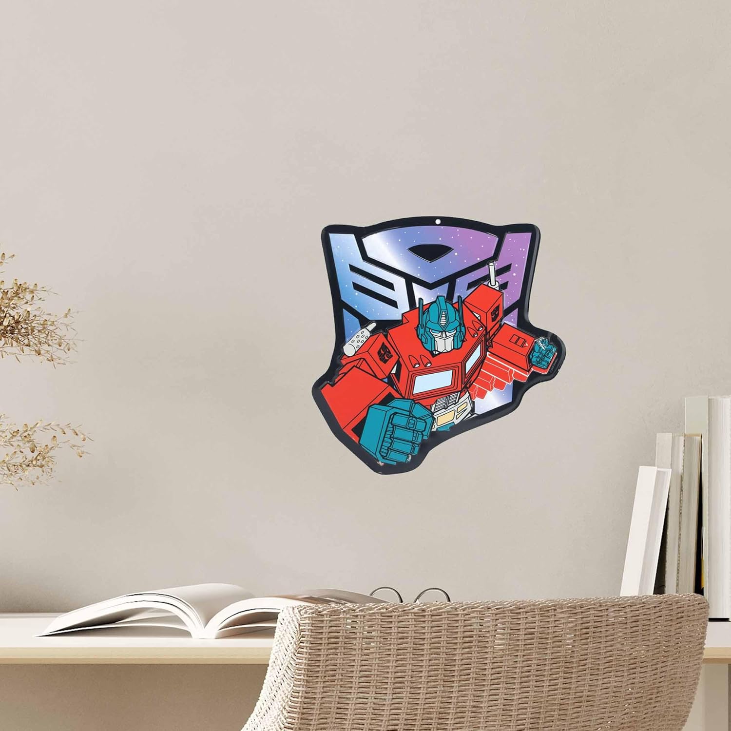 Open Road Brands Hasbro Transformers Optimus Prime Embossed Metal Wall Art - Fun Optimus Prime Wall Decor for Movie Room or Play Room
