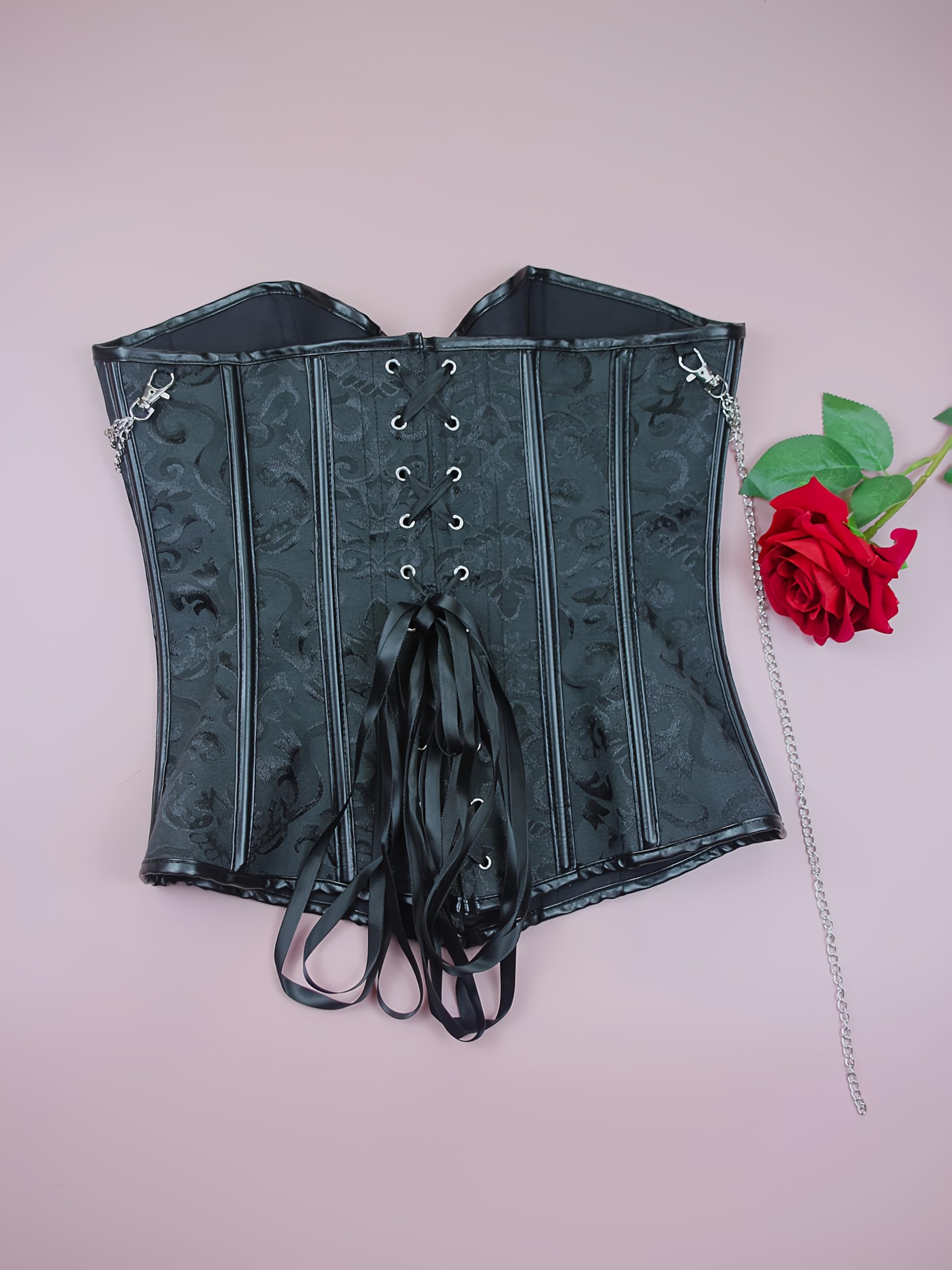 cloudy.lee Corsetto gotico da donna, in broccato, con lacci in vita, per outfit vittoriano steampunk
