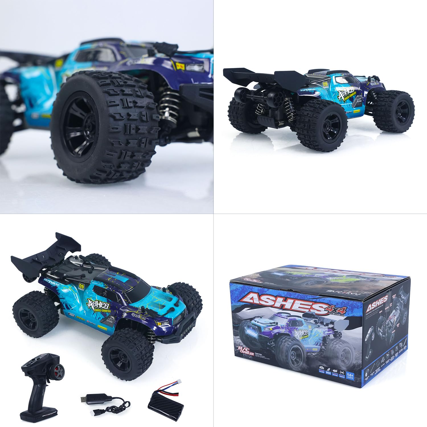 TOUCAN RC HOBBY Lager in Deutschland SCY 18101 Muti-Terrain 1:18 2,4-GHz-Sync-Fernsteuerung Offroad-Fahrzeug mit PVC-Karosserie, elektrischem Antrieb, großen Reifen, Wheelie-Bar und LED-Beleuchtung