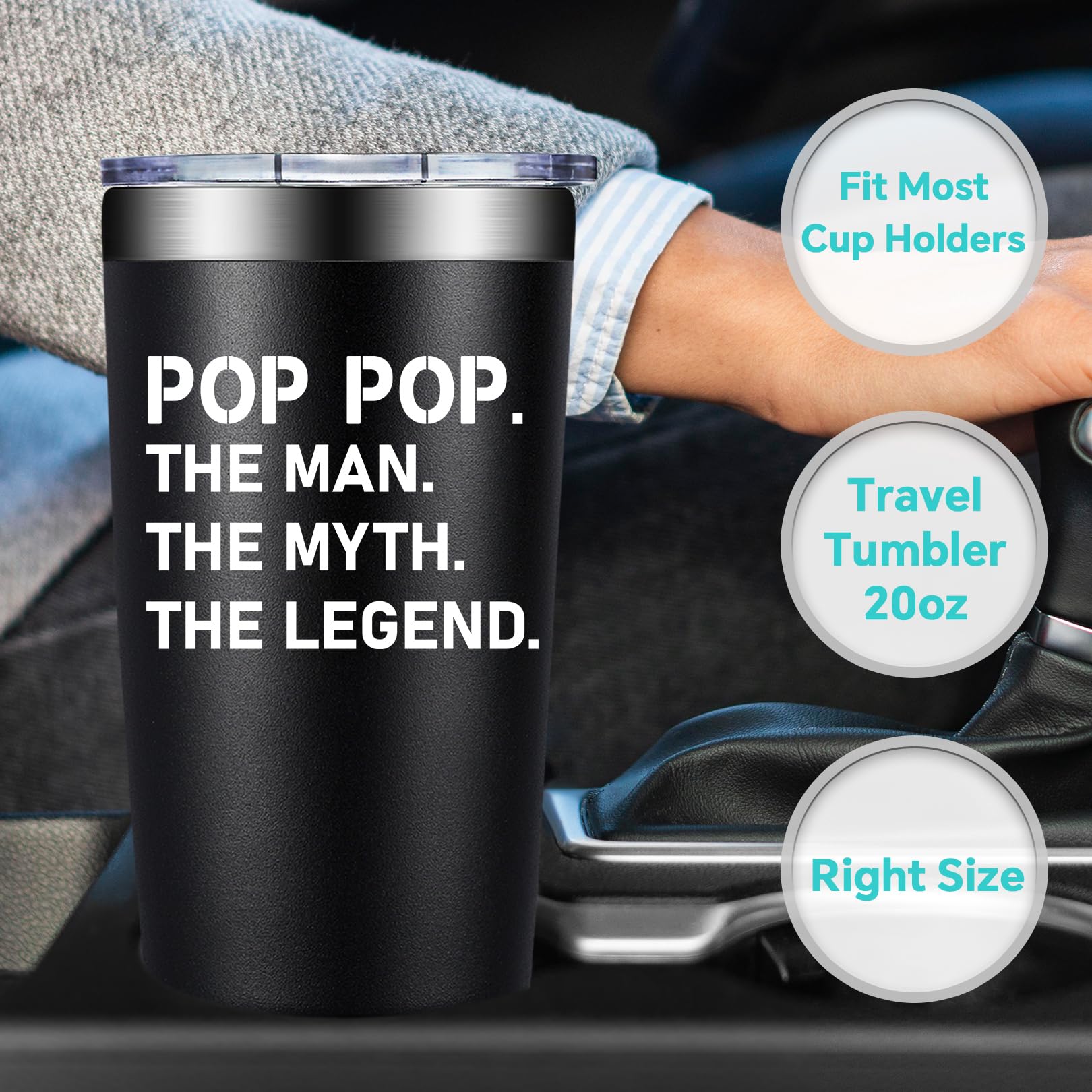 BIRGILT Pop Pop Gifts from Grandkids - Poppop Fathers Day Gift - Best Poppop Ever Gifts for Birthday, Christmas - Pop Pop Tumbler 20oz