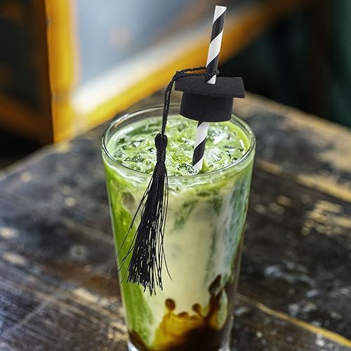 Miniatura 4 de 12 popotes de papel de graduación para batidos de jugos, suministros para fiestas de graduación 2023