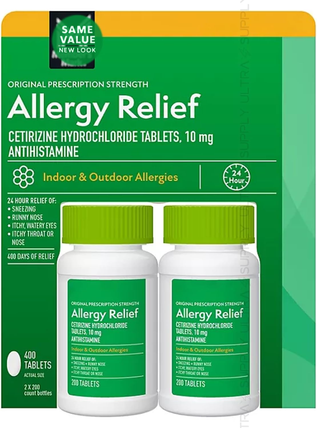 Members Mark Allergy Relief Tablets 10 mg (400 Count.) Non-Drowsy Cetirizine Hydrochloride Indoor & Outdoor Allergy Support