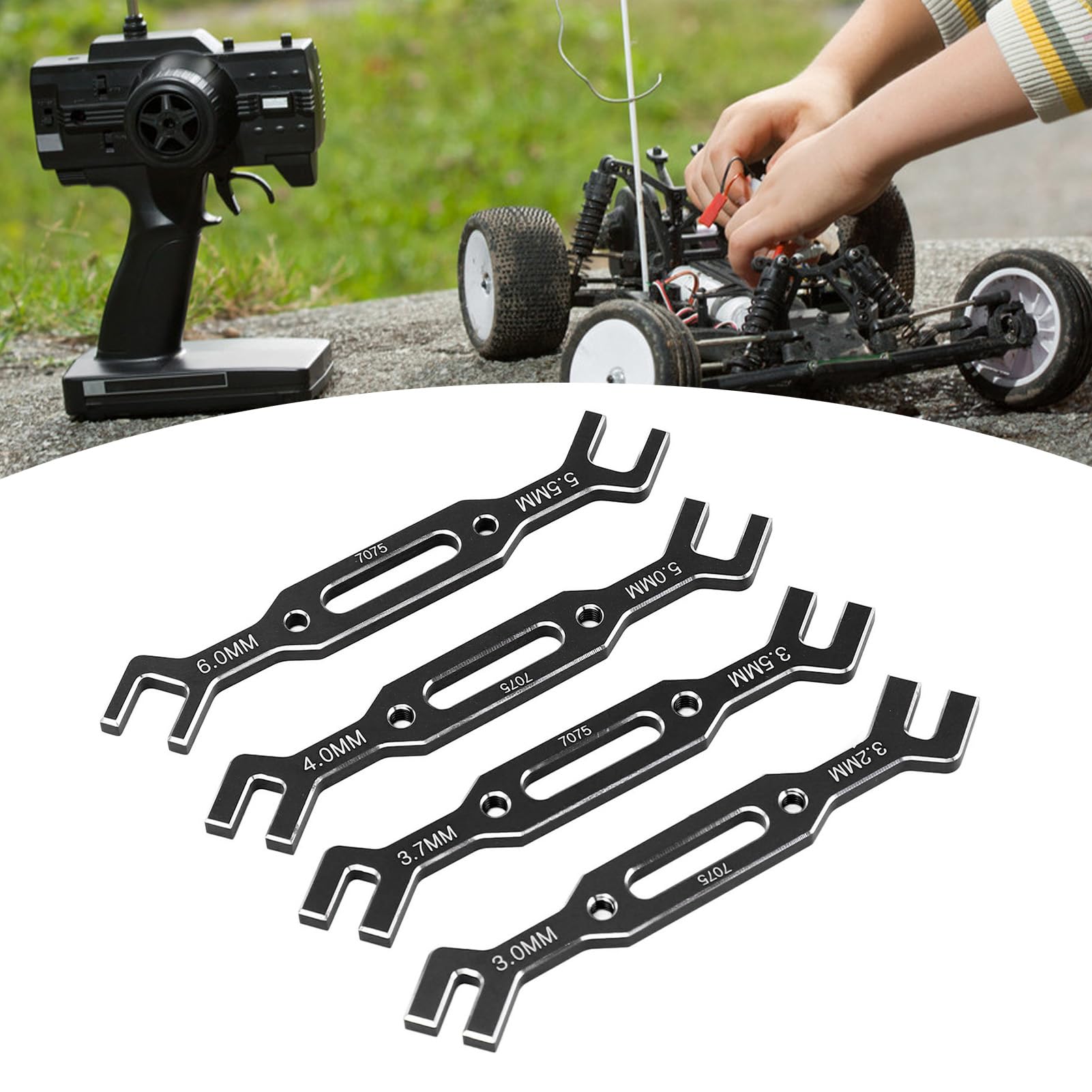 Dilwe Chiave di Regolazione Tirante RC, Strumento per Rimozione Giunto Sferico per Auto RC in Lega di Alluminio per Auto RC Modello 1/10 1/16 3.0mm‑6.0mm (Black)
