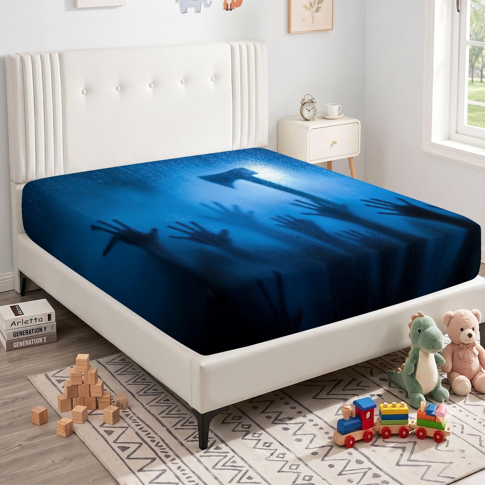 Set di lenzuola con angoli profondi 30 cm, finestra con ascia, in morbida microfibra spazzolata, traspirante, resistente allo sbiadimento, set di lenzuola con angoli per letto super king size 180 x