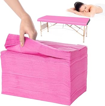 100PCS Disposable Massage Table Sheets, 71 x 31.5 Disposable Massage Bed Covers, Breathable Non-Woven Fabric Bed Sheets, Single Use Hygiene Sheet for SPA,Beauty Salons,Hotels Pink, 71" x 31.5"