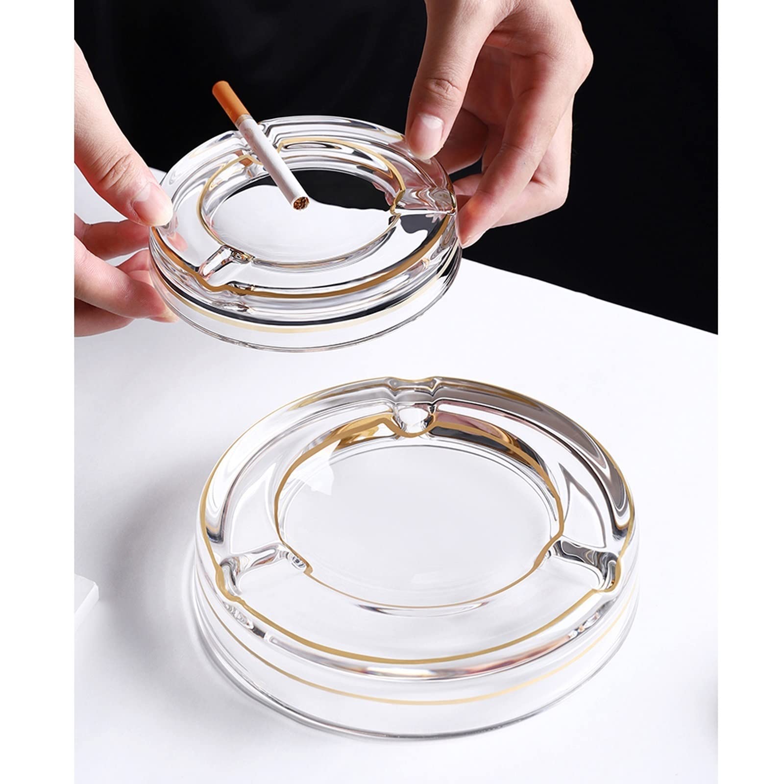 Cendrier En Verre Carré Transparent - Design Moderne Et Lourd - Pour Intérieur/extérieur - Facile à Nettoyer