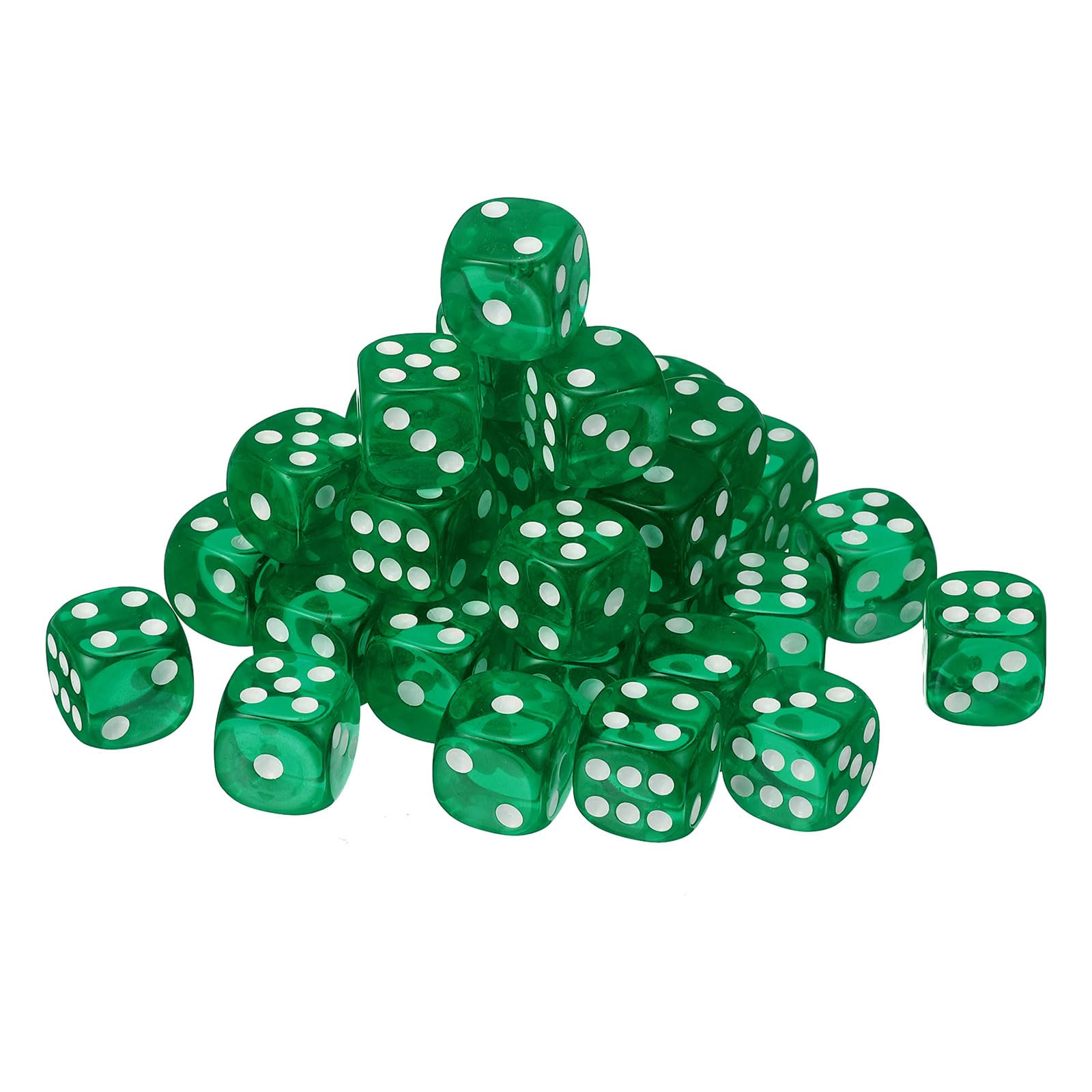 sourcing map 50Pcs 6 Sided Acrylic Dice, 16mm/0.63" Rounded Corner Translucent Colored D6 Game Dice for Theme Party Fun Table Board Games, Green