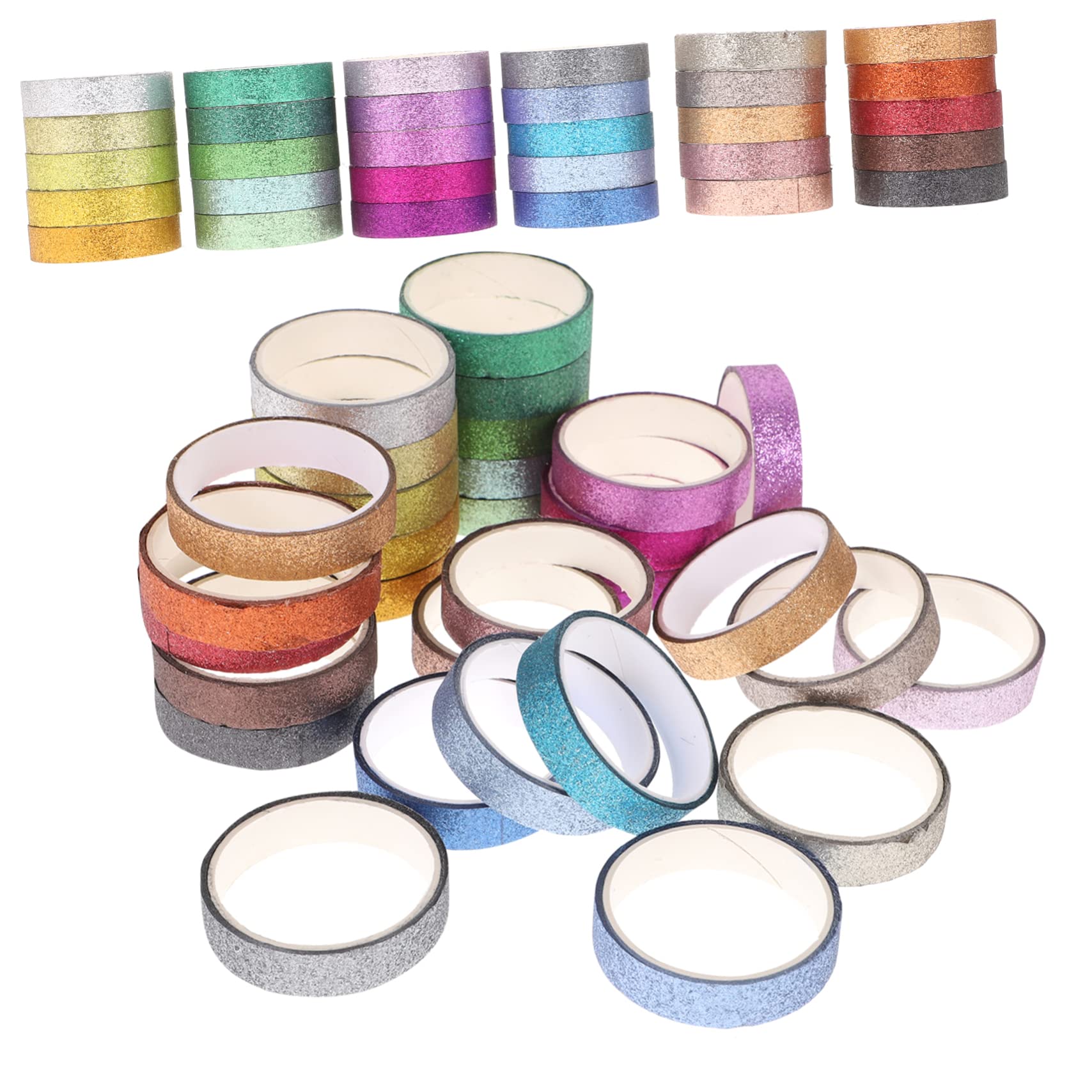 Lurrose Nastro Washi Glitter 90 Pezzi per Scrapbooking e Diario | Carta Washi, Portatile, per Planner, Nastro Decorativo Diy, Formato Set 90pezzi