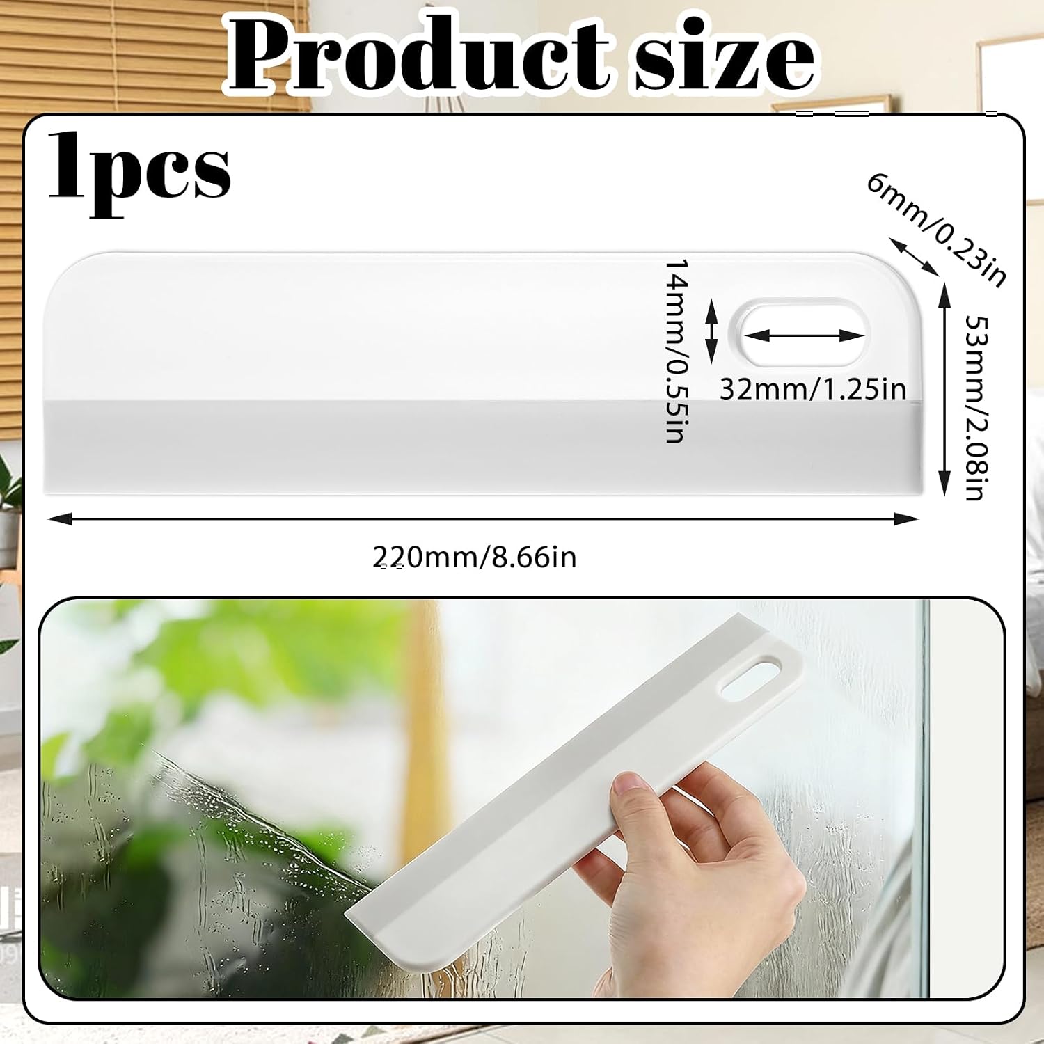 8.6" Bathroom Squeegee Kitchen Countertop Squeegee for Shower Small Silicone Squeegees for Glass Doors Window Cleaning Scraper for Mirror Sink Counter Bathroom, White Grey