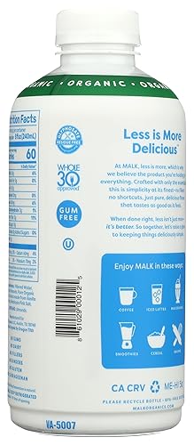 Miniatura 3 de MALK Leche de almendras de vainilla orgánica, 28 FZ