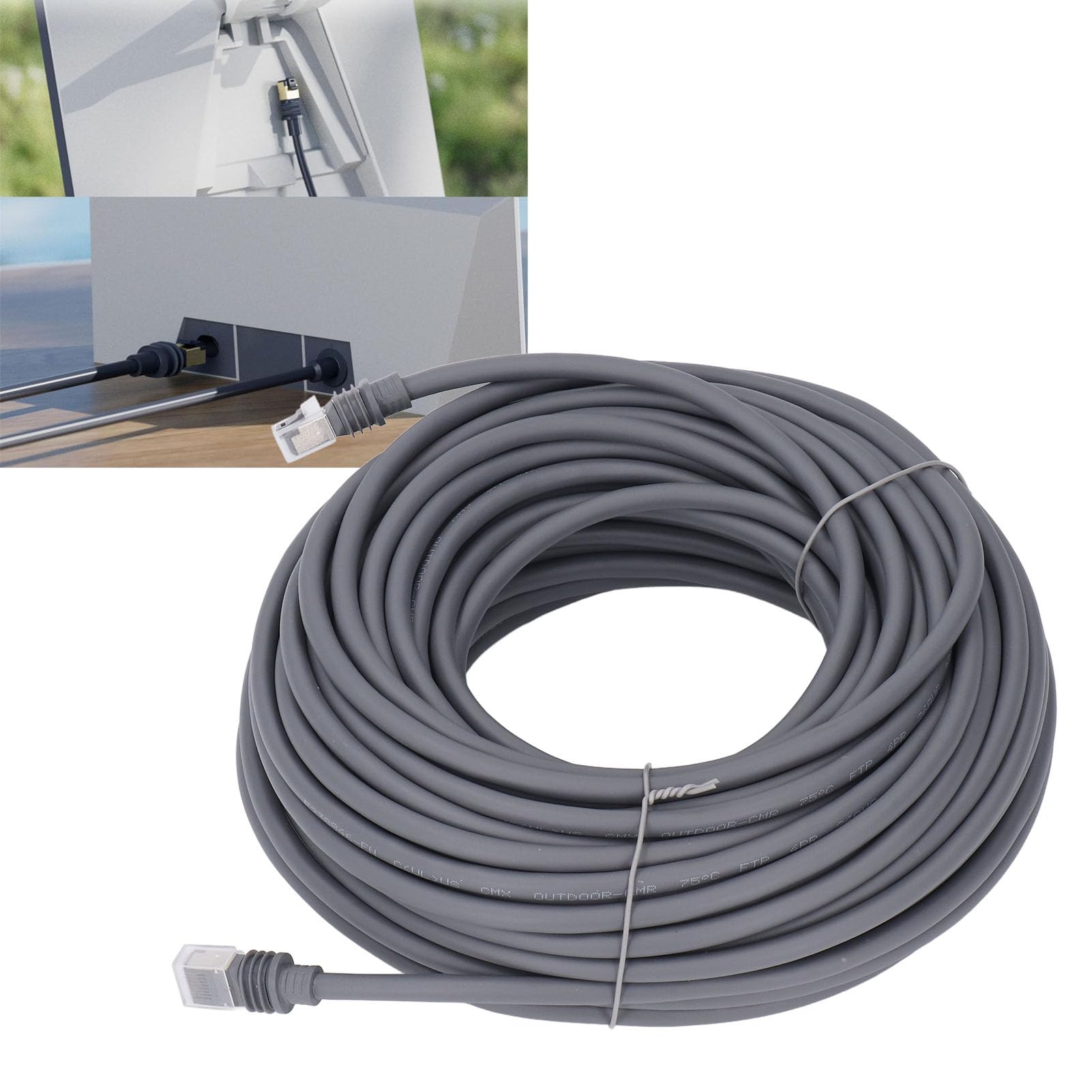 Kabel Zamienny 75FT, Duża prędkość 2000 Mb/s, Złącze RJ45 z Metalowym Ekranem, do Użytku w Pomieszczeniach i na Zewnątrz, do Routerów 3. Generacji