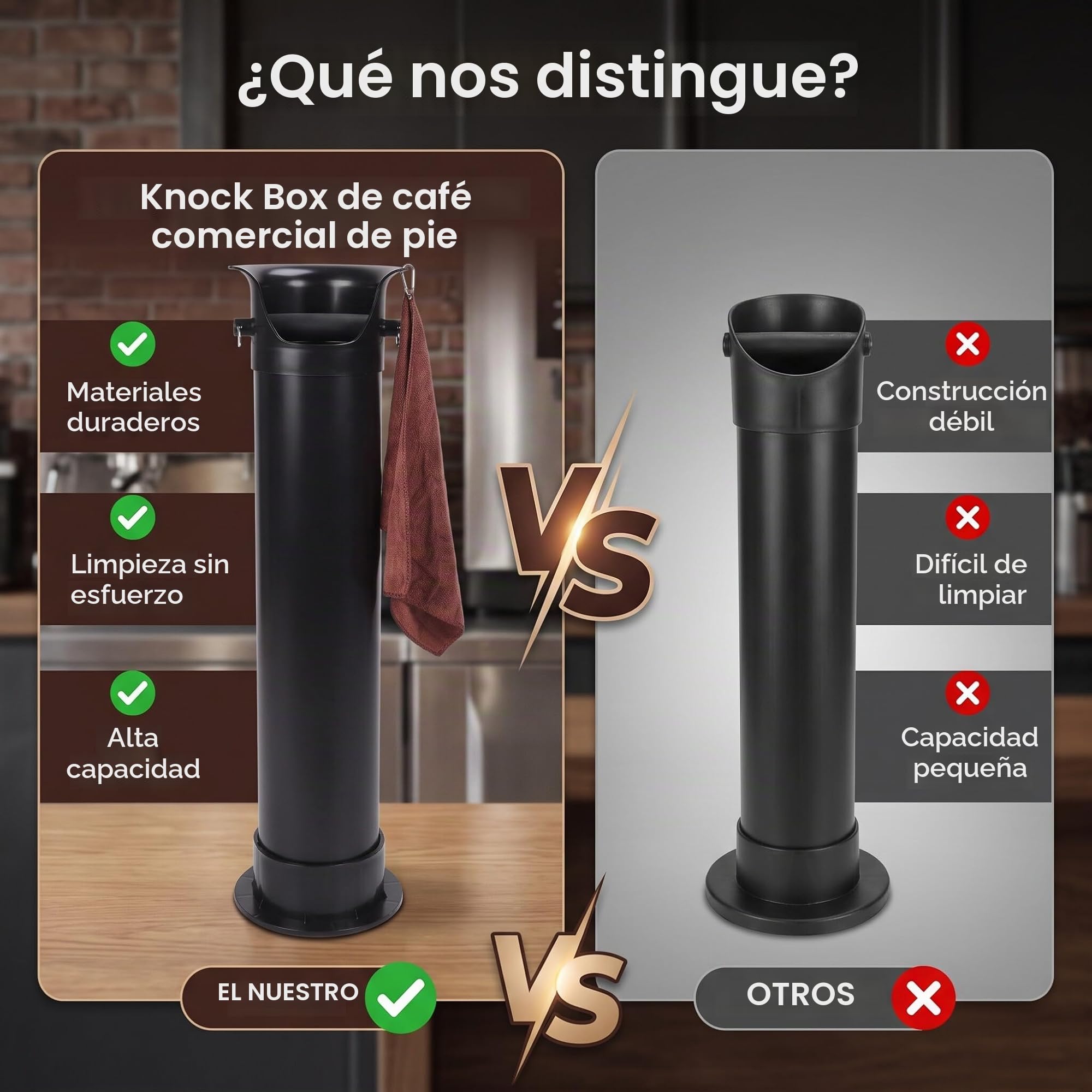 Qcwwy Coffee Knock Box Papelera de Recolección de Posos de Café Papelera de Recolección de Posos de Café de Pie para Cocinas Domésticas