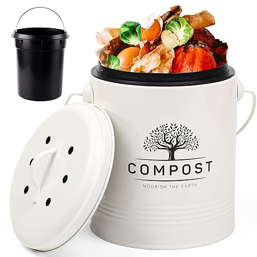 Perfnique Kitchen Compost Bin, 1.3 Gallon Countertop Compost Bin with