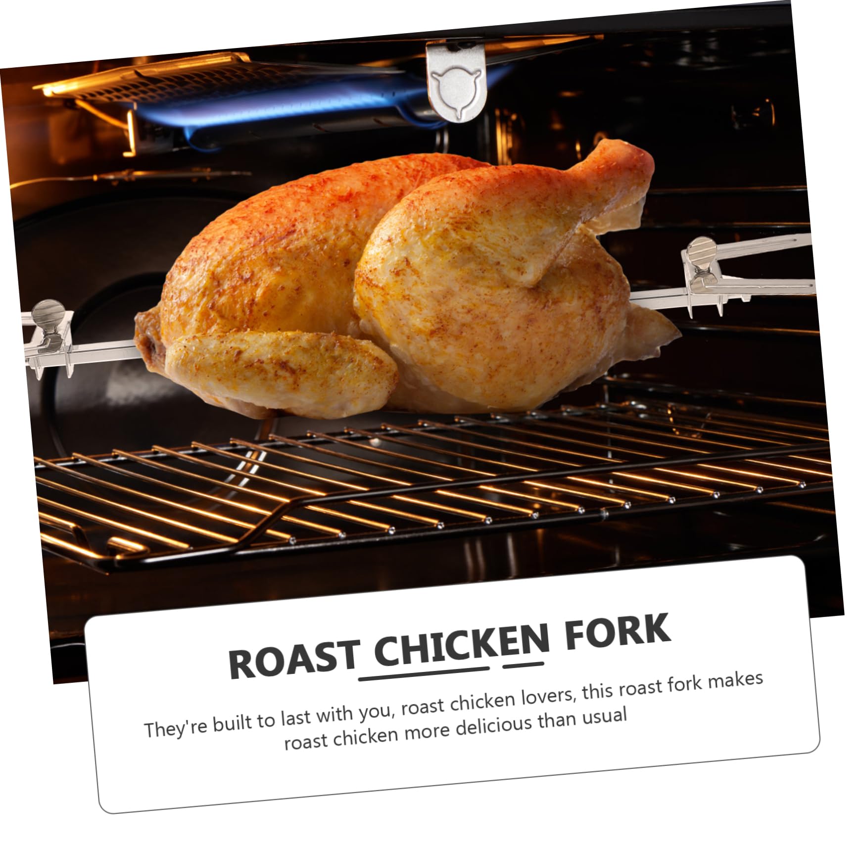 BESPORTBLE Estante de pollo asado para horno microondas Lámina palo de pollo a la parrilla panelas cozinha grill placas desmontables cacerolas de cocina tenedores giratorios para pollo asado