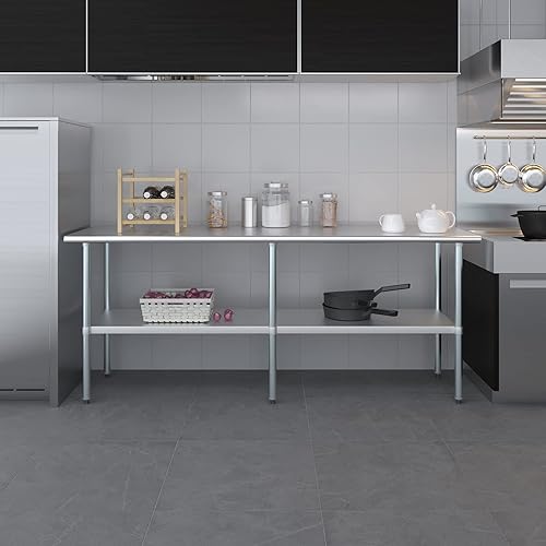 Vista 88 de AmGood Mesa de trabajo de acero inoxidable de 18 pulgadas x 36 pulgadas Mesa de preparación de alimentos de cocina de metal NSF