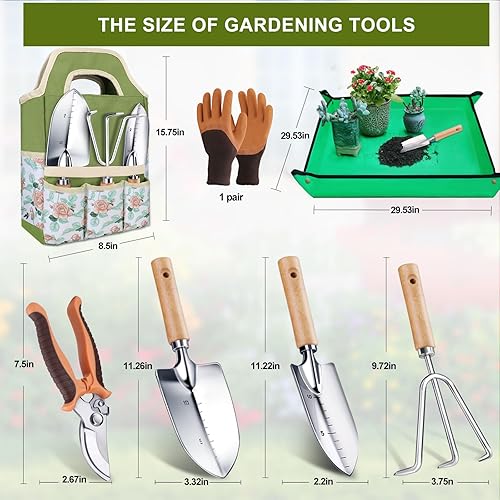Miniatura 8 de Kynup Herramientas de jardinería, juego de herramientas de jardín, 7 piezas, kit de jardinería con pala, herramienta de jardín de mano ideal para