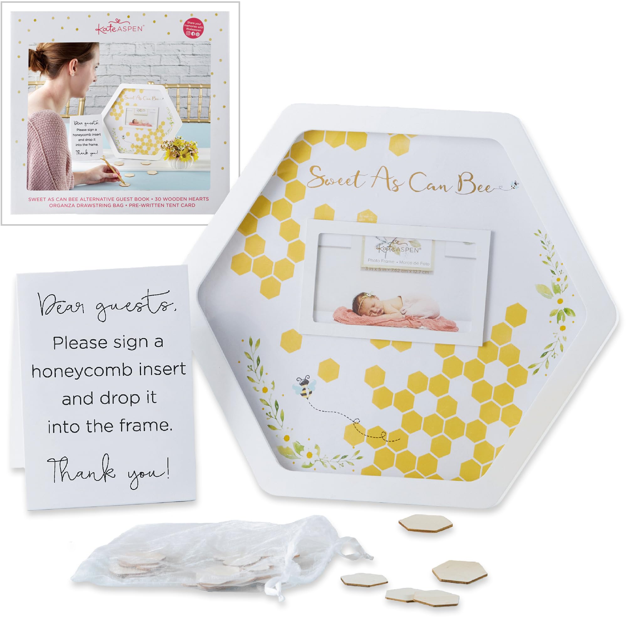 Kate Aspen Sweet as Can Bee Baby Shower, One Size, White