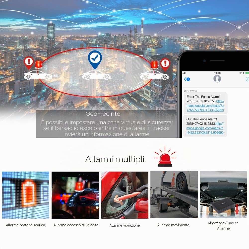 4G GPS Tracker per Auto,Winnes Localizzatore GPS con Magnetico 10000mah per Auto/moto/camion, IP65 GPS Locator Anti-loss SMS Alarm Geo-fence APP Gratuito