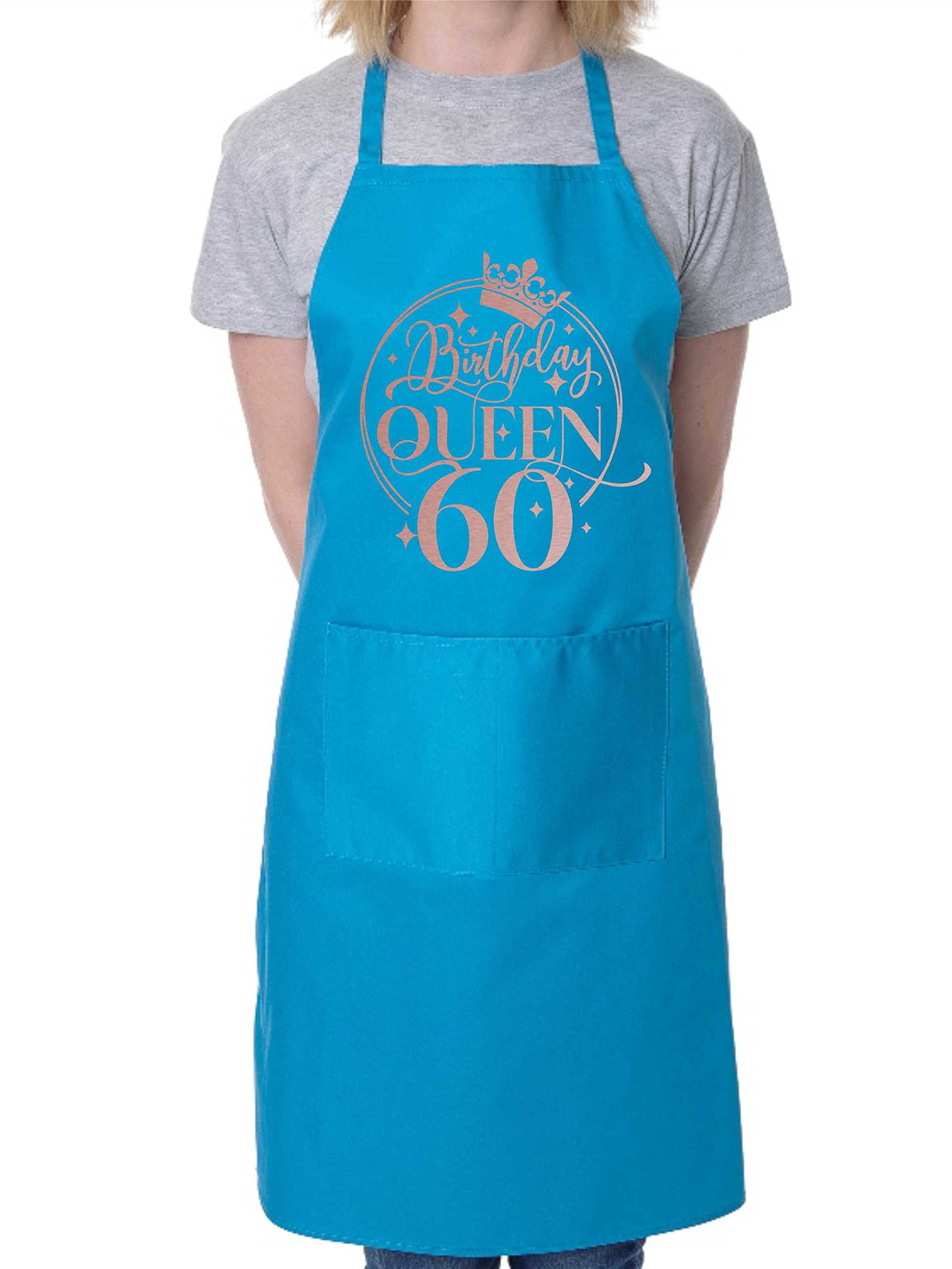 Print4u Unisex Blue Birthday Queen 60 Ladies Apron 60Th Birthday Gift Cooking Baking