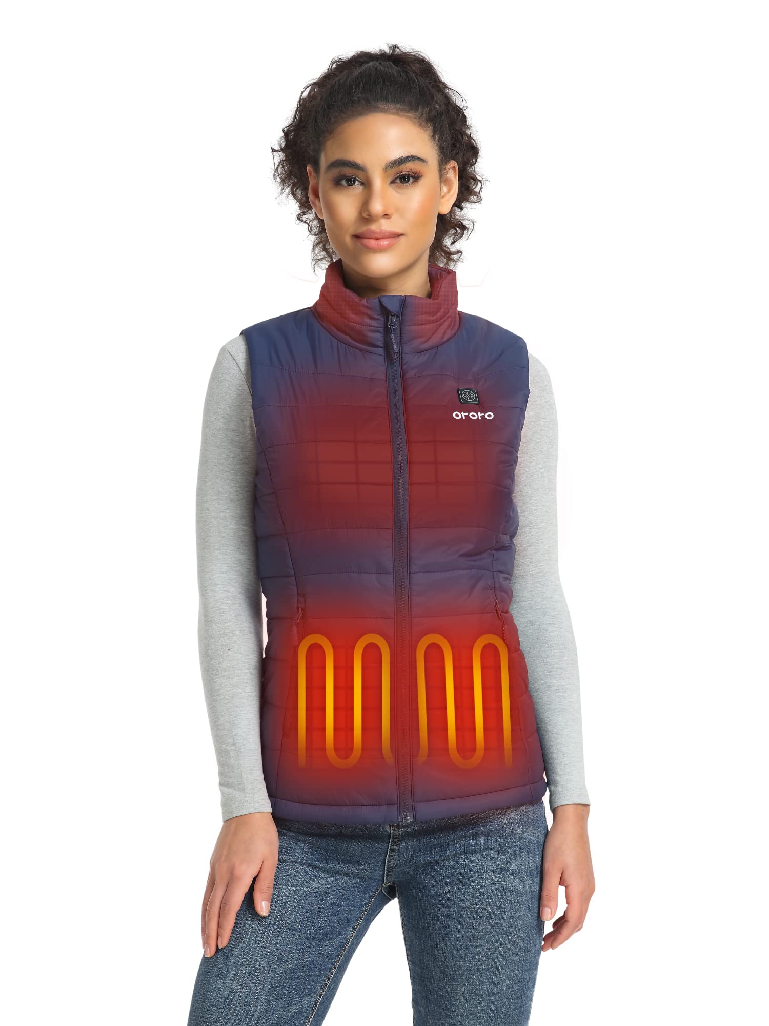 Ororo Women's Navy Blue Heated Gilet With Power Bank, Heated Vest Up To 10 Hours Of Warmth (,S)